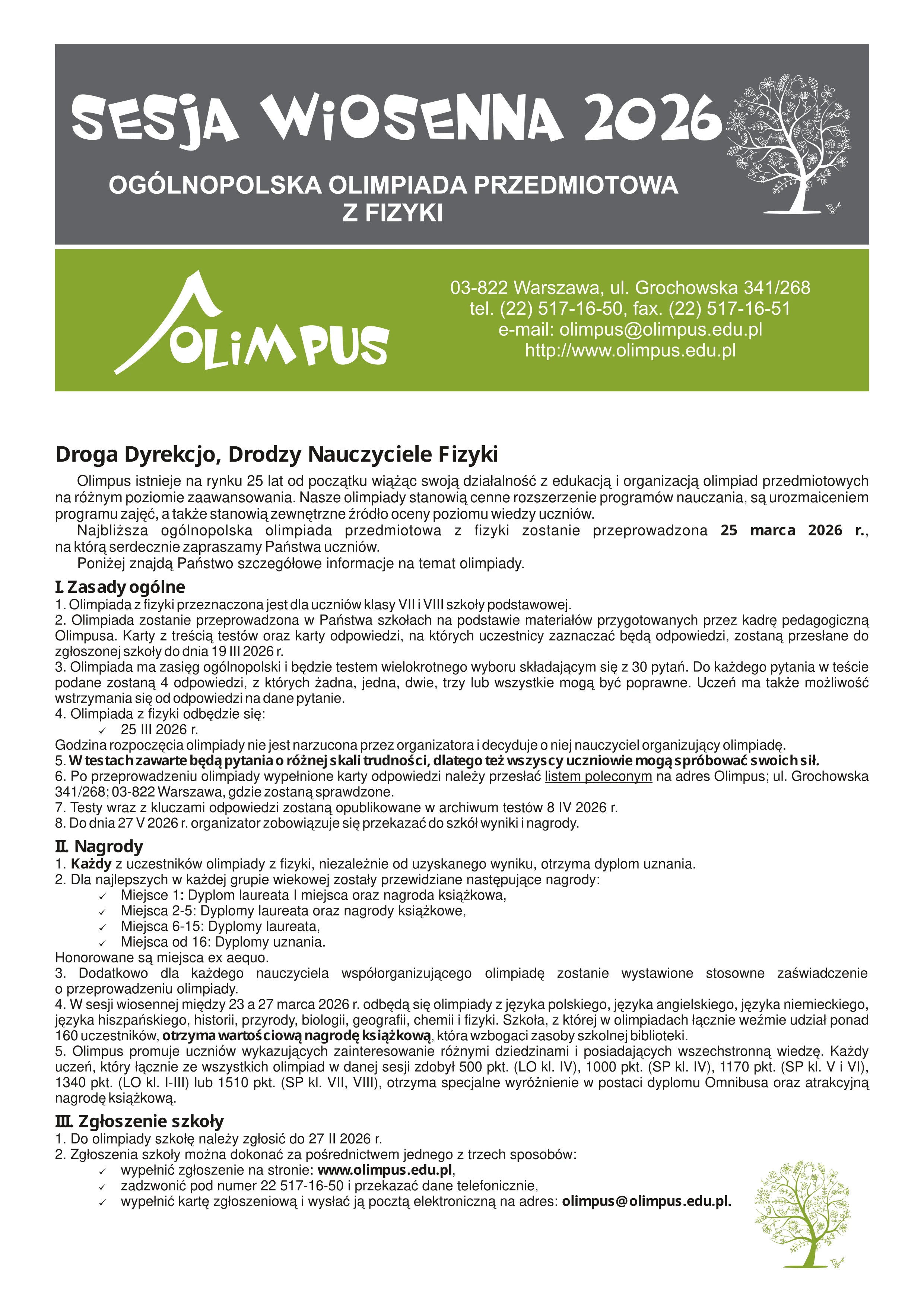 KARTA ZGLOSZENIOWA FIZYKA