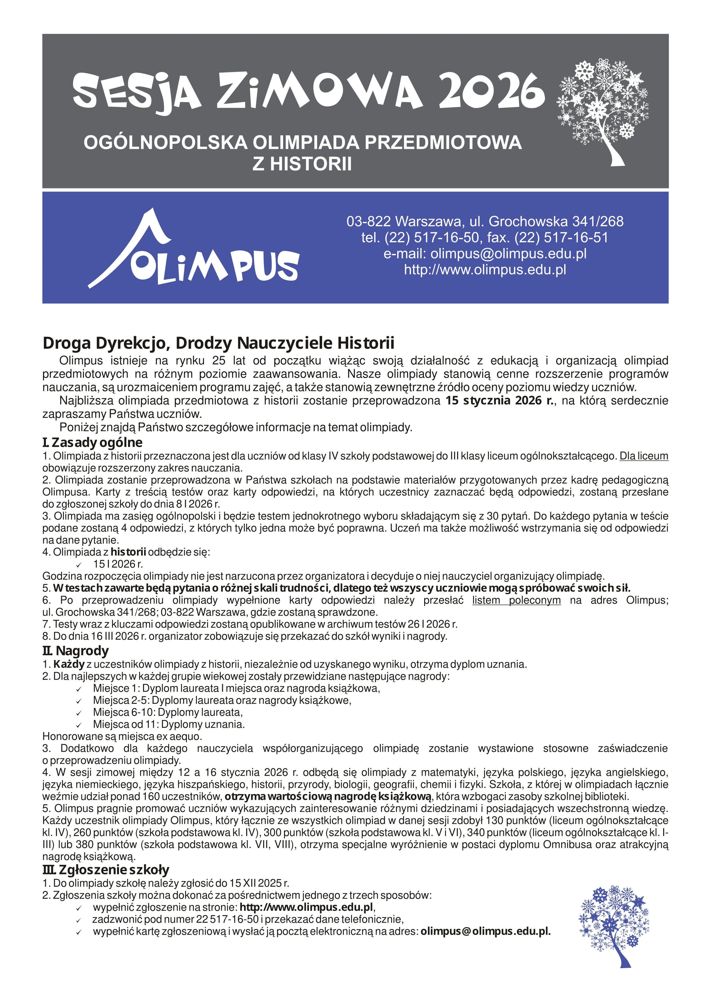 KARTA ZGLOSZENIOWA HISTORIA